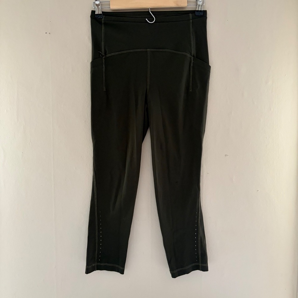 Lululemon Womens Swift Speed High Rise Crop Leggings Size 6 Green 21" Running